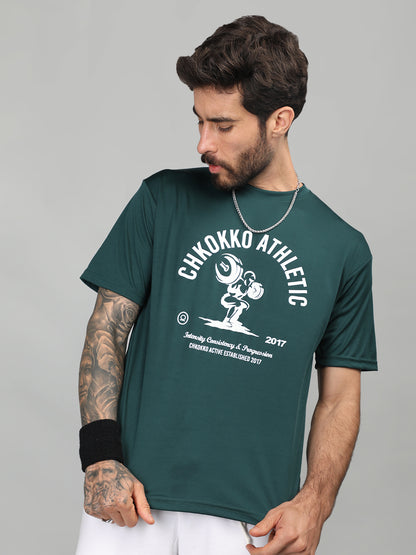 Men's Round Neck Gym Sports Dark Green