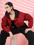 Women Colourblocked Hooded Windcheater Oversized Sports Jacket