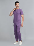 Men's Purple Regular Co-Ord set With Pocket | CHKOKKO