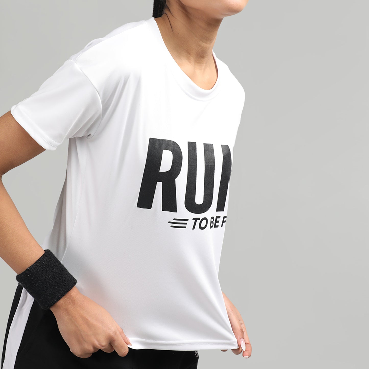 Women Round Neck Dry Fit Gym Sports T-Shirt White
