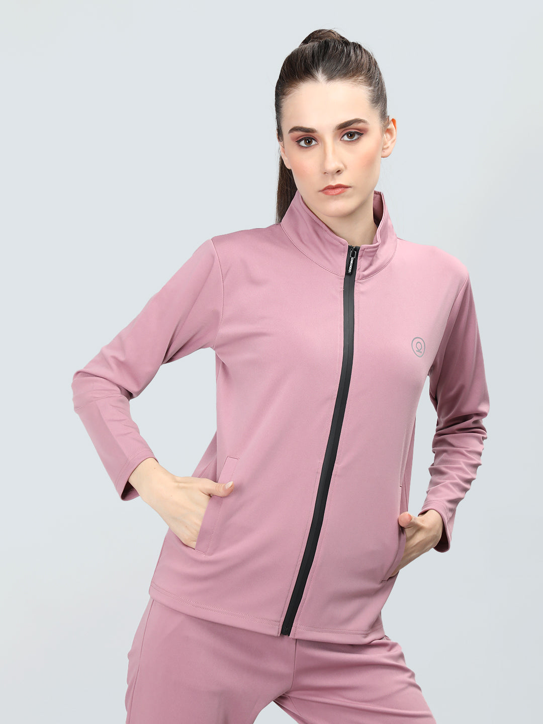 Women's Pstl Pink Sports Zipper Stylish JAcket | CHKOKKO