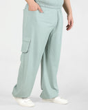 Men Light Green Plus Size Baggy Trackpant With Pockets