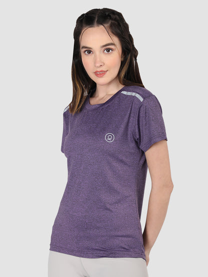 Women's Half Sleeve Regular Fit Gym T-Shirt Purple