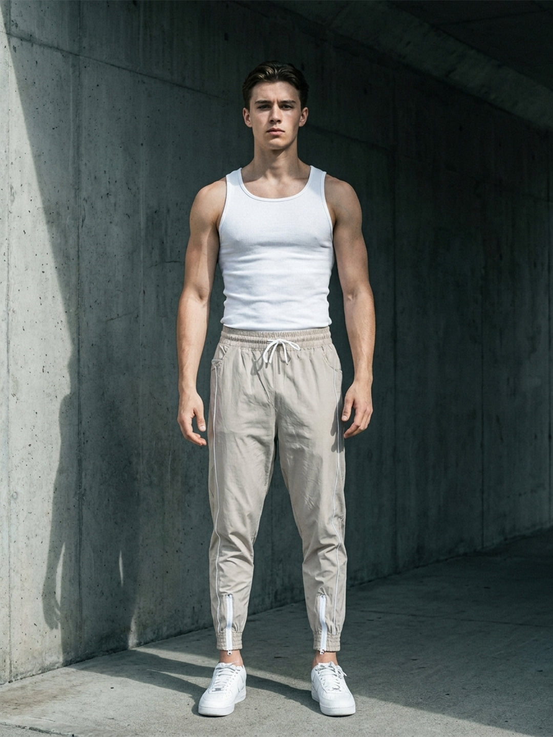 Men Beige Gym Training Sports Trackpant