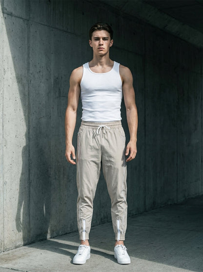 Men Beige Gym Training Sports Trackpant