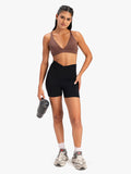 Women's High-Waist Seamless Stretch Yoga Shorts Black