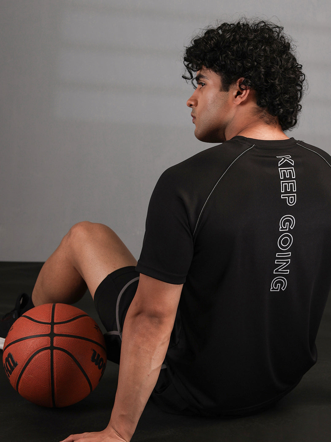Men's Half Sleeves Quick Dry Sports T-shirt Black