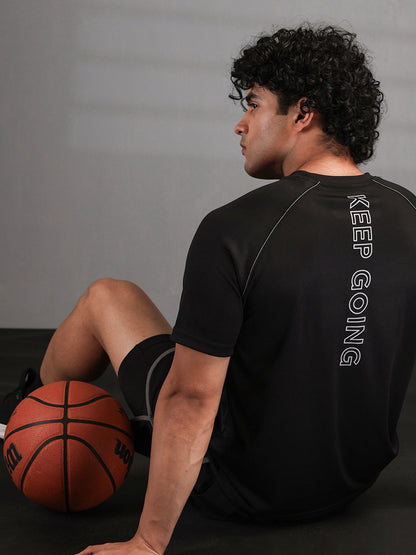 Men's Half Sleeves Quick Dry Sports T-shirt Black