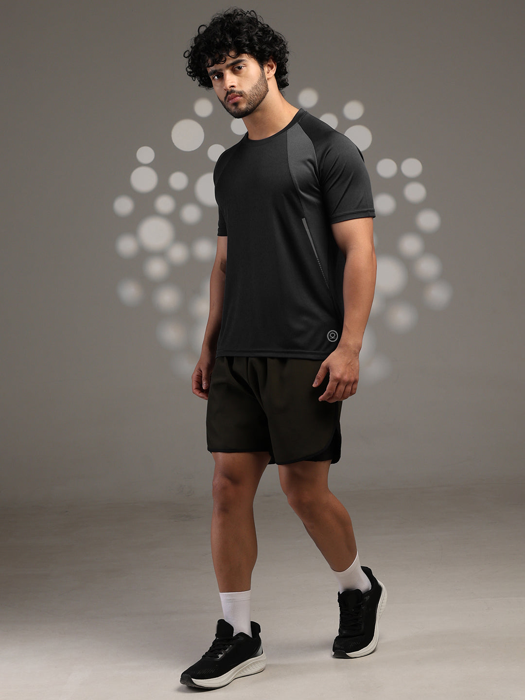 Men's Half Sleeves Dry Fit Gym T-shirt Black Grey