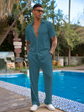 Men Polyester Summer Co-ord Set with Polo Neck