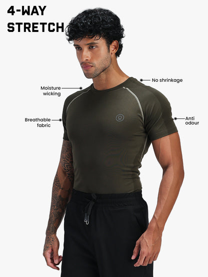 Men’s Performance Compression T-Shirt for Gym Olive