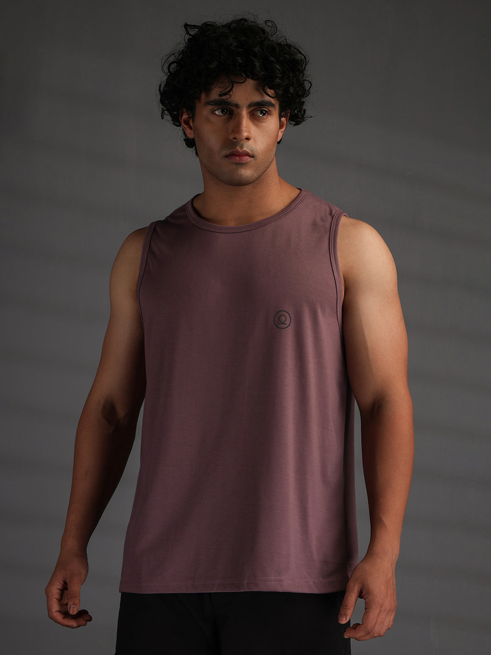Men's Mauve Cotton Sleeveless Gym Tanktop