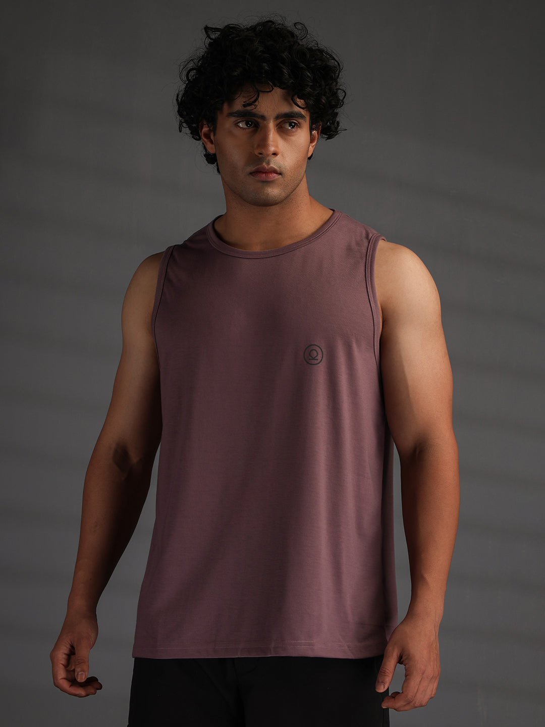 Men's Mauve Cotton Sleeveless Gym Tanktop