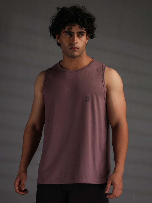 Men's Mauve Cotton Sleeveless Gym Tanktop