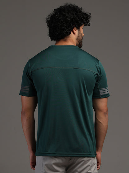 Men's Half Sleeves Dry Fit Gym T-shirt Bottle Green