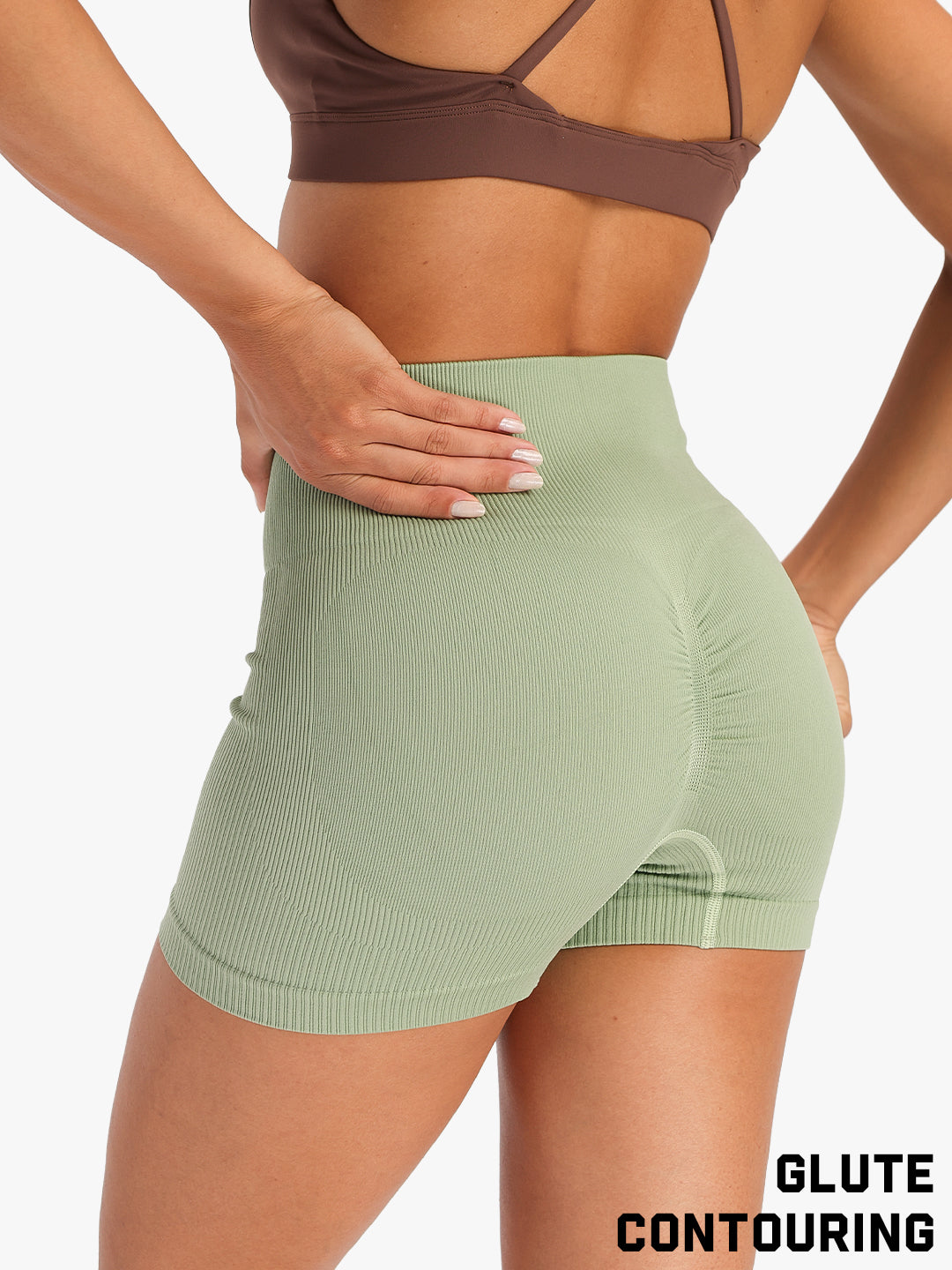 Women's Seamless Ribbed High-Waist Biker Shorts Green