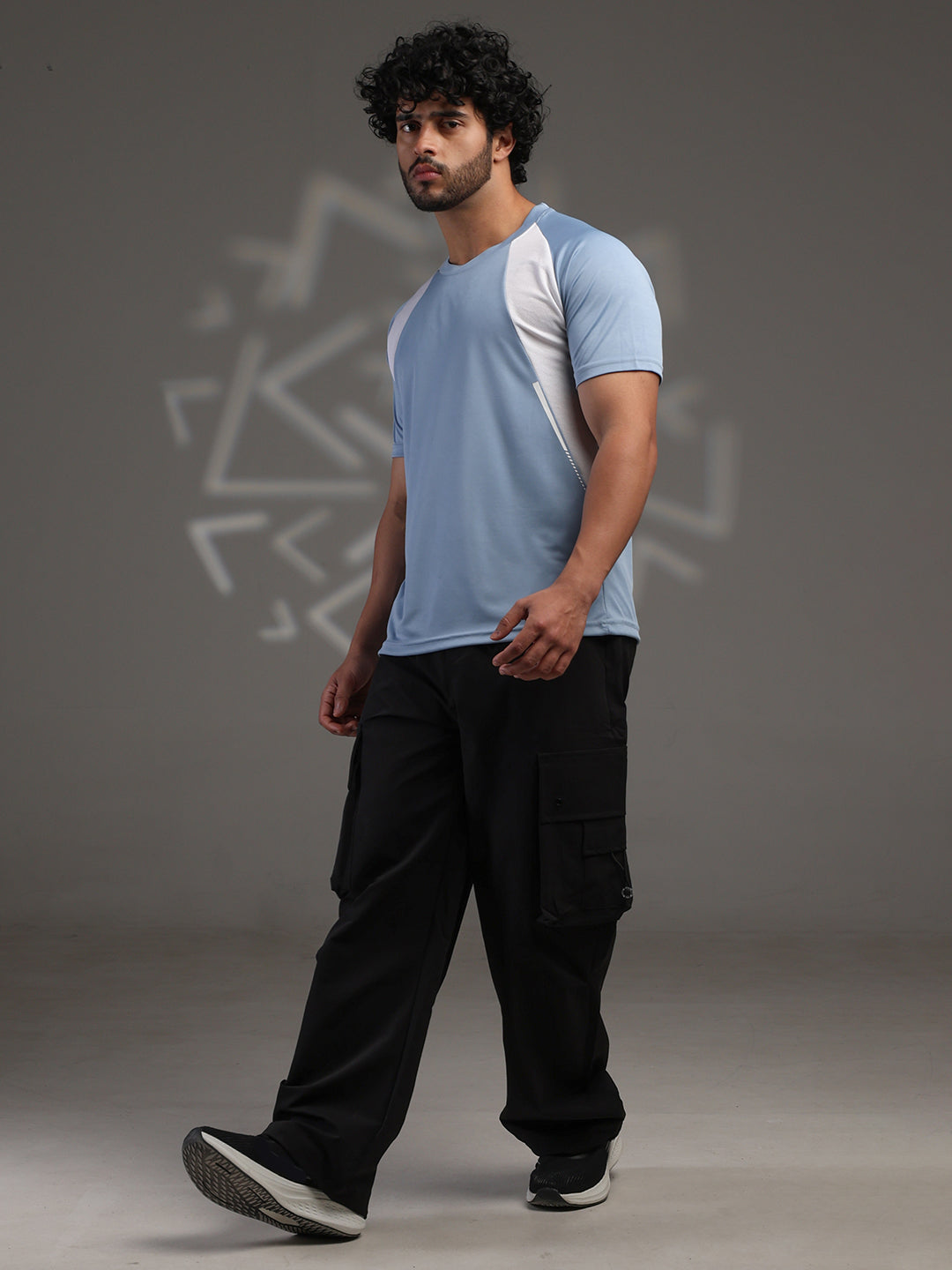Men's Half Sleeves Dry Fit Gym T-shirt Blue White