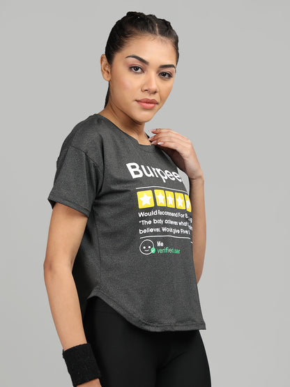Women Round Neck Dry Fit Gym Sports T-Shirt Anthra