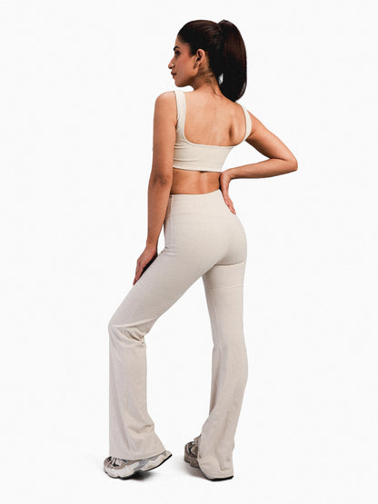 Women’s Crossover Flared Pants Cream
