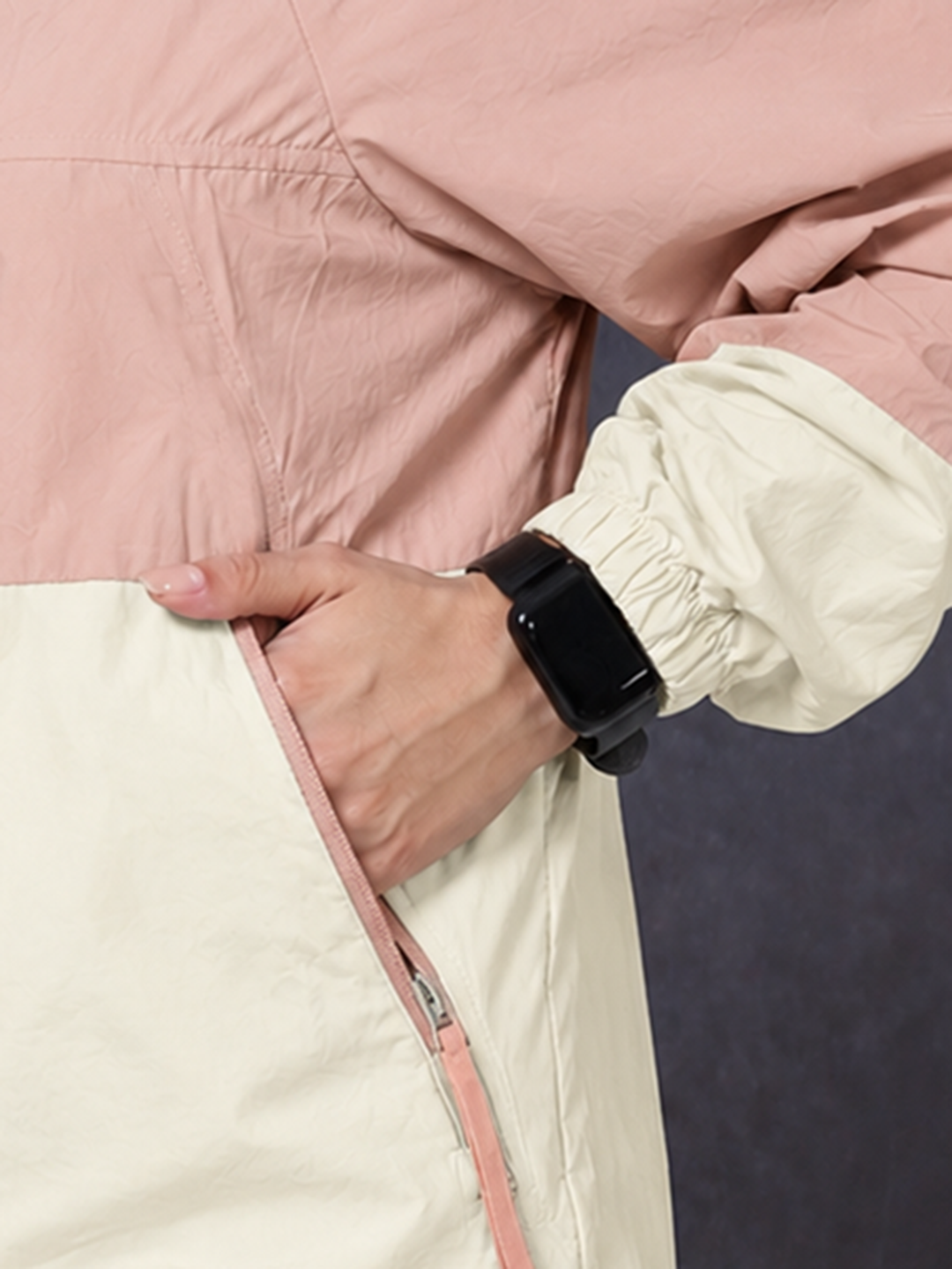 Women’s Peach Cream Lightweight Hooded Windcheater Jacket