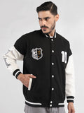 Men Oversized Winter Wear Varsity Jacket with Ribbed Cuffs