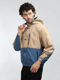 Men Colourblocked Hooded Windcheater Oversized Sports Jacket