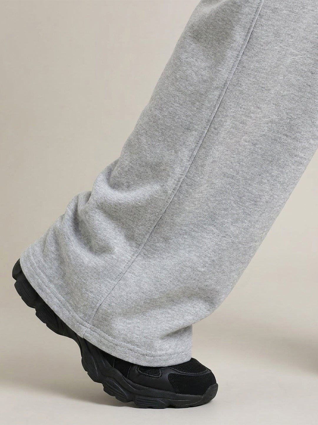 Women Relaxed Fit Wide Leg Trackpants Grey