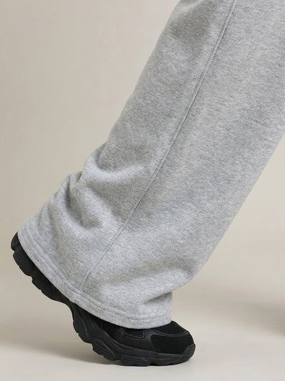 Women Relaxed Fit Wide Leg Trackpants Grey