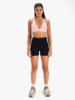 Women's Seamless Ribbed High-Waist Biker Shorts Black
