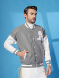 Men Oversized Winter Wear Varsity Jacket with Ribbed Cuffs