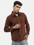 Men Winter Wear Solid Corduroy Casual Shacket