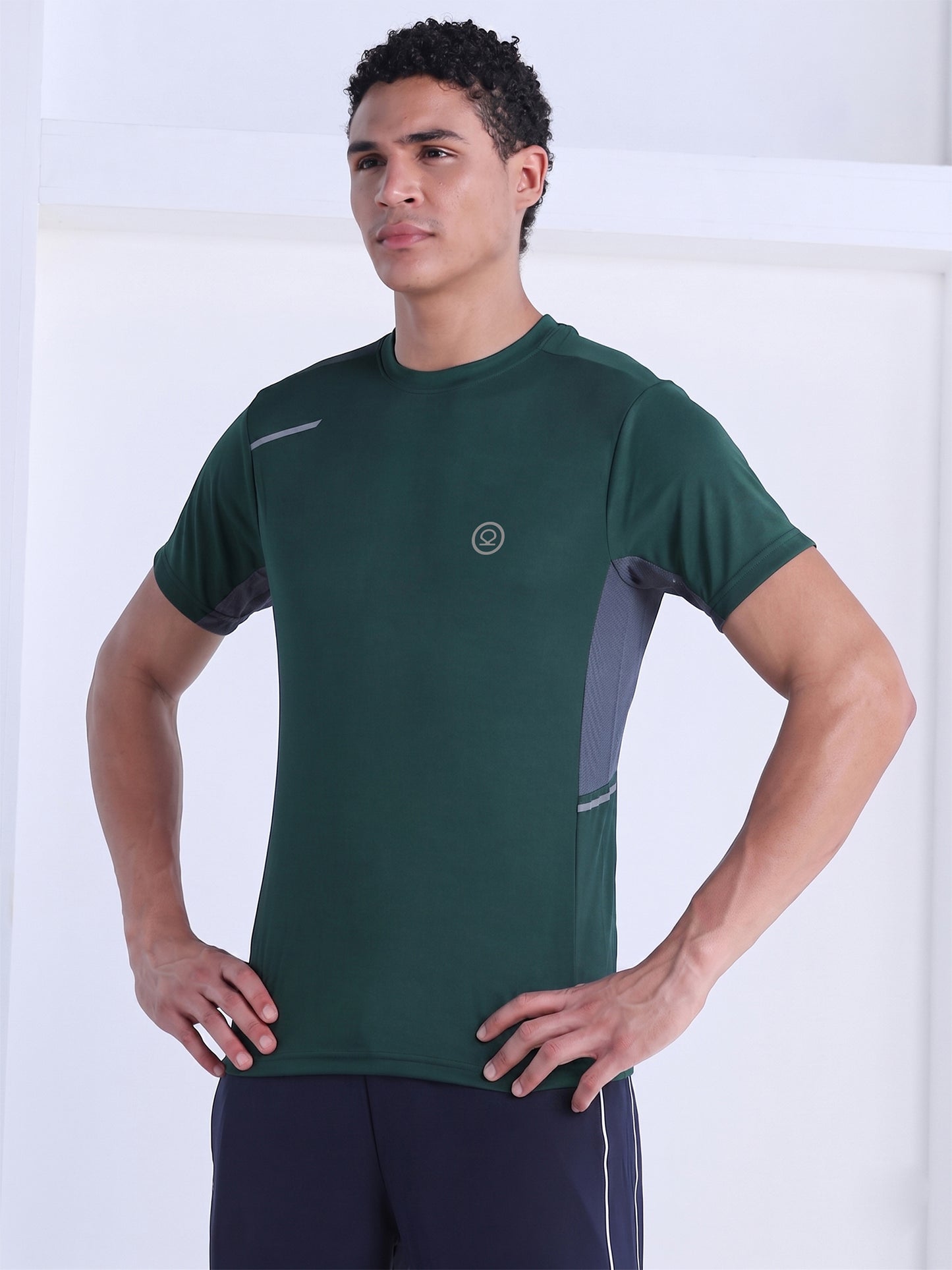 Men's Dry Fit Half Sleeve Gym T-Shirt Dark Green