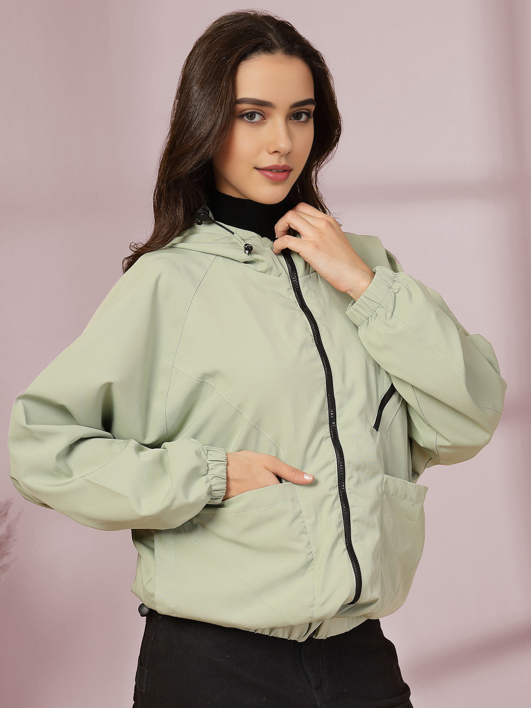 Women Winter Sports Oversized Windcheater Hooded Jacket