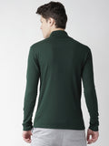 Men Bottle Green Winter Wear Regular Fit Turtle Neck T Shirt | CHKOKKO