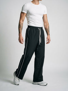 Men’s Sports Track Pants with Side Stripes Black
