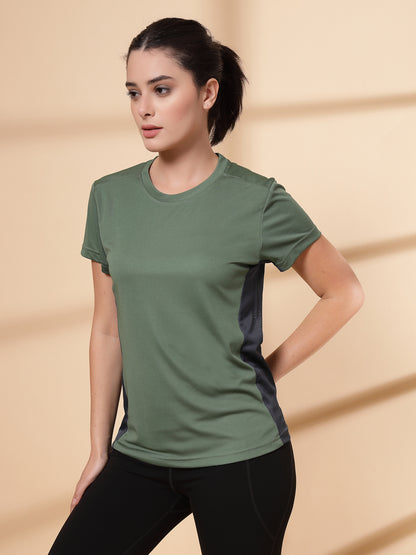 Women's Half Sleeve Dry Fit Active Wear Sports T-shirts Green