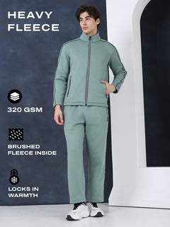 Men's Green Navy Heavy Fleece Winter Tracksuit