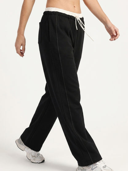 Women’s Black Relaxed Fit Athleisure Track Pants
