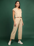 Women Beige Casual Summer Co-ord Set