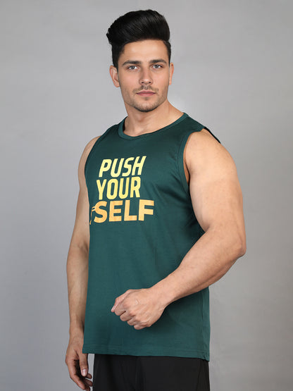 Men's Dark Green Gym Tank Tops Sleeveless Sports Vest