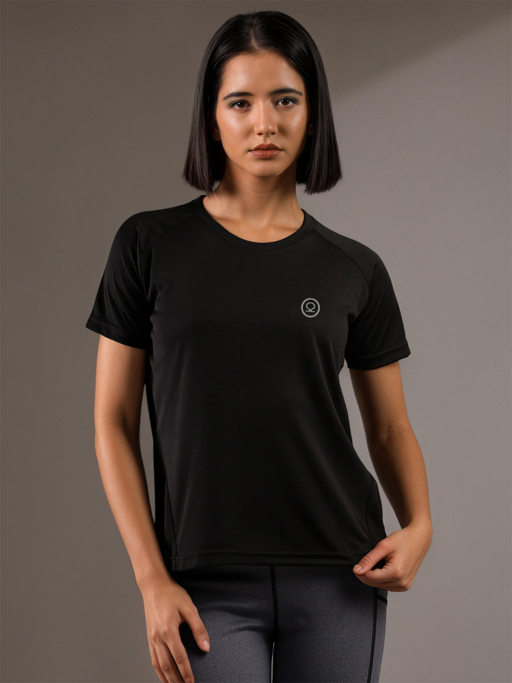 Women's Half Sleeves Dry Fit Gym T-shirt Black