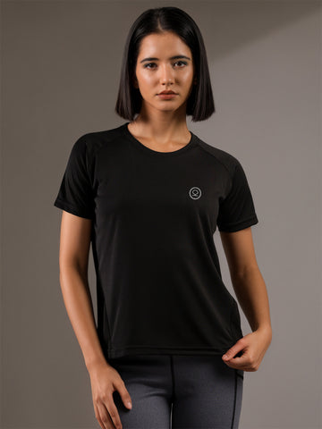 Women's Half Sleeves Dry Fit Gym T-shirt Black