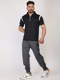 Men's Polo Neck Regular Fit Gym Sports Zipper T-Shirt