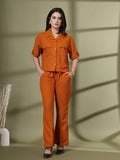 Women Orange Casual Summer Co-ord Set