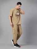 Men Khaki Printed Co-ord Set