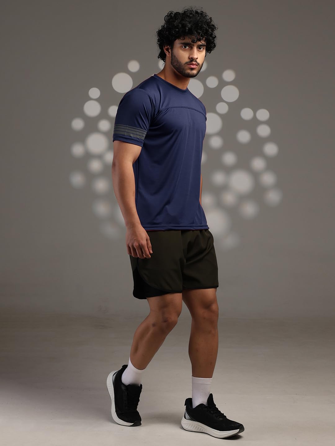 Men's Half Sleeves Dry Fit Gym T-shirt Navy