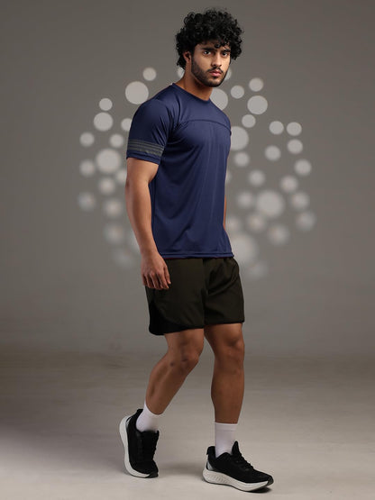 Men's Half Sleeves Dry Fit Gym T-shirt Navy