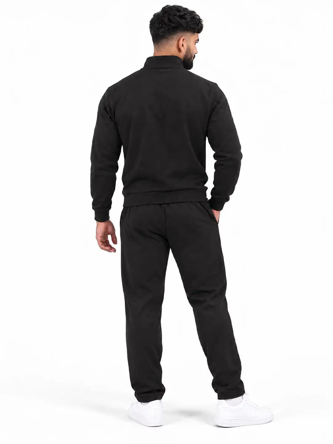 Black Grey Heavy Fleece Winter Tracksuit Men