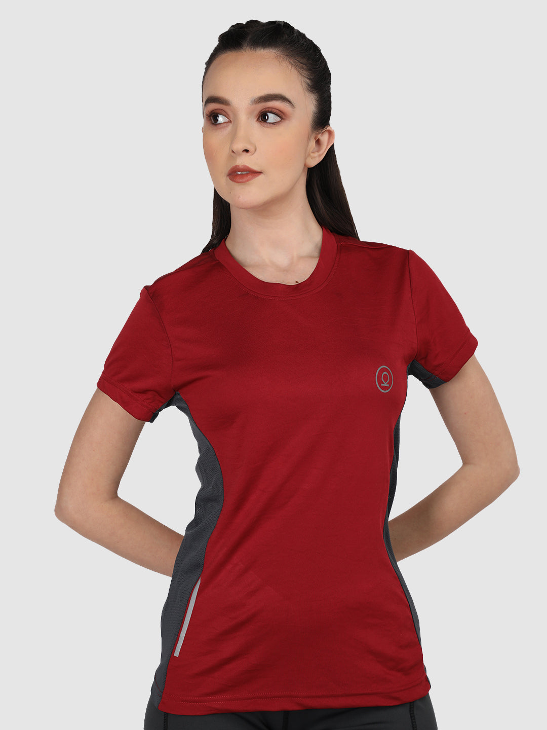 Women's Half Sleeves Gym Sports T-Shirt Maroon