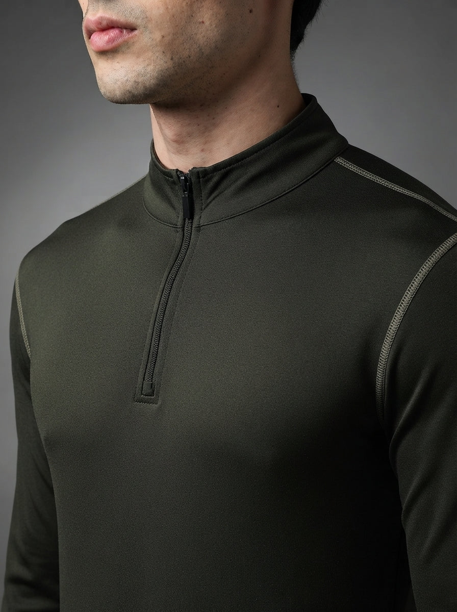 Men’s Full Sleeves Performance Compression T-Shirt for Gym Olive